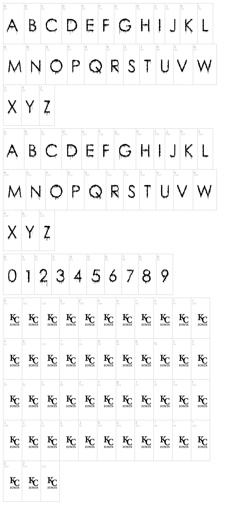 Rainy Day Vandal font map